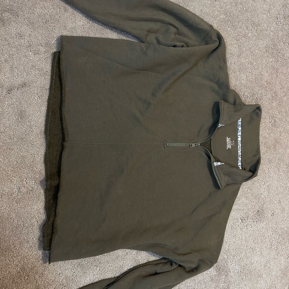 Womens Olive Green Half-Zip Sweater